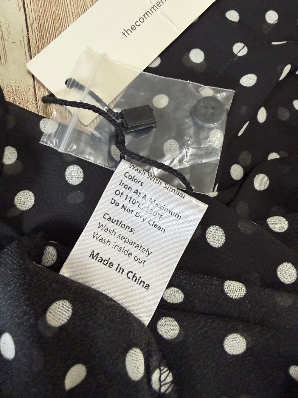 Commense Set Black White Polka Dot Sheer Shirt  Blouse Mini Skirt Small NWT - Picture 12 of 13